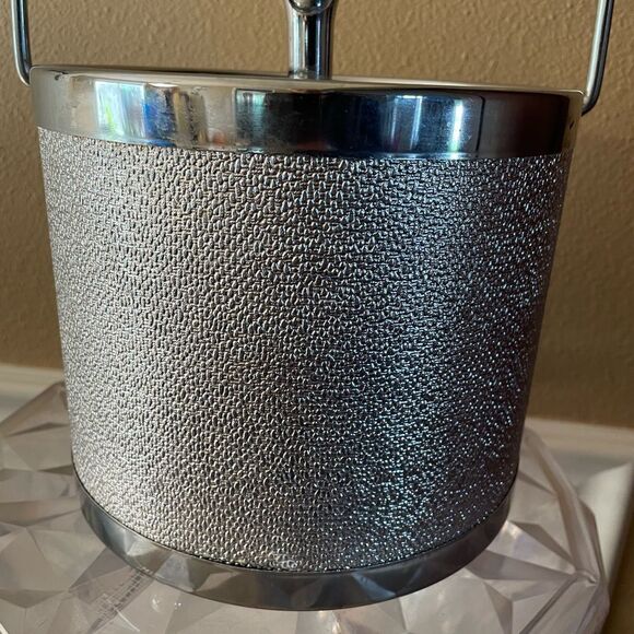 Vintage MCM Starburst Silver Metal Atomic Ice Bucket - Picture 4 of 16